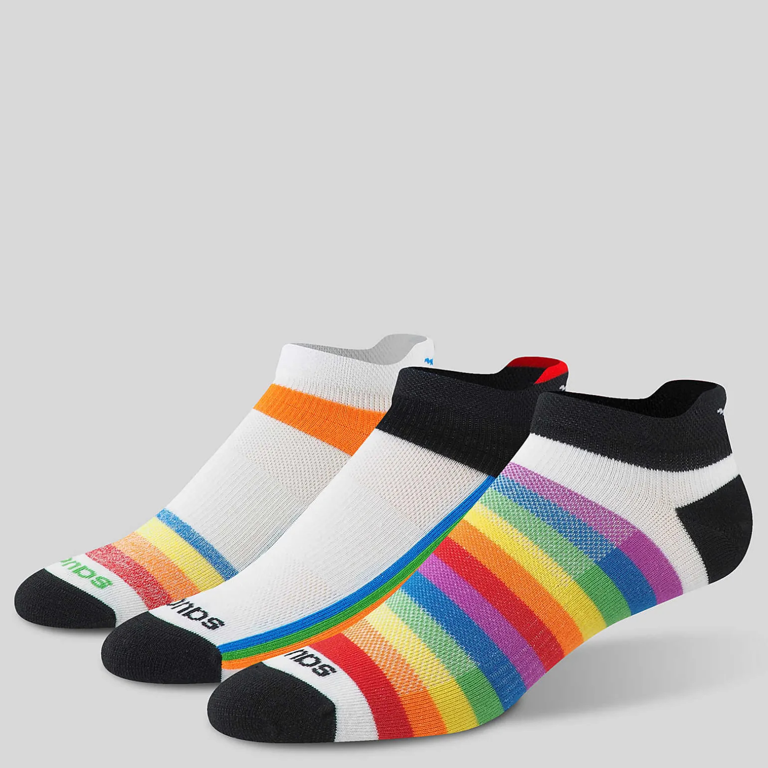 Saucony Inferno Liteweight 3-Pack Socks Rainbow Clearance